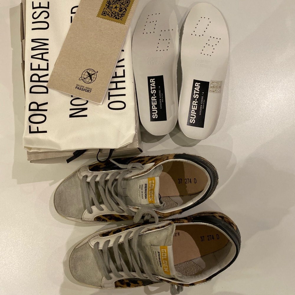 Golden Goose Superstar Sneaker in Leopard/Black Leather sz 37 New in Box - Picture 7 of 11